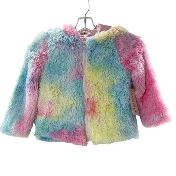NWT Chenault Multicolor Unicorn Kids Furry Puffer Jacket - Picture 6 of 6